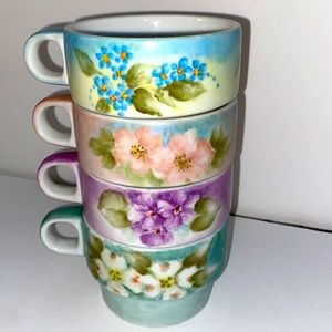 True Vintage Bavarian 4 hand painted stacking cups